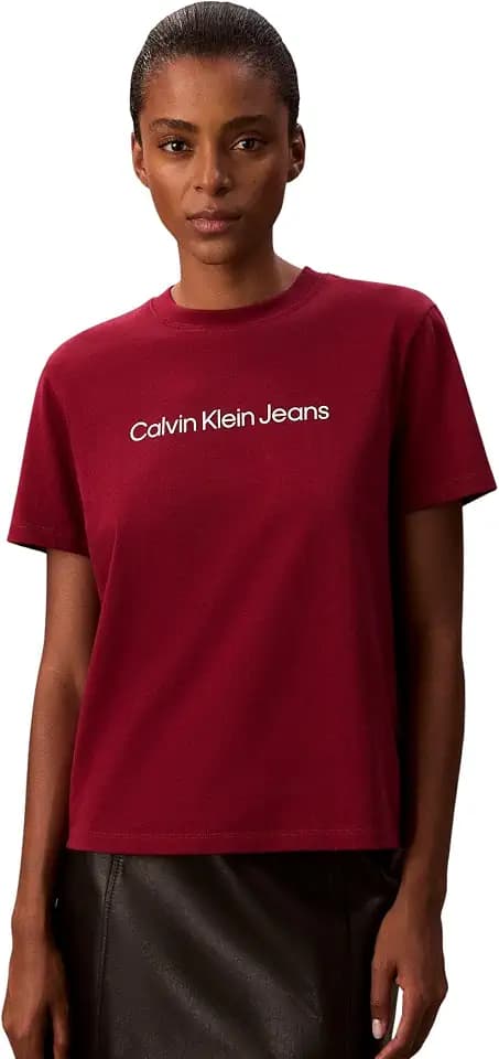 Calvin Klein Damen T-Shirt Kurzarm Logo Classic Regular Fit