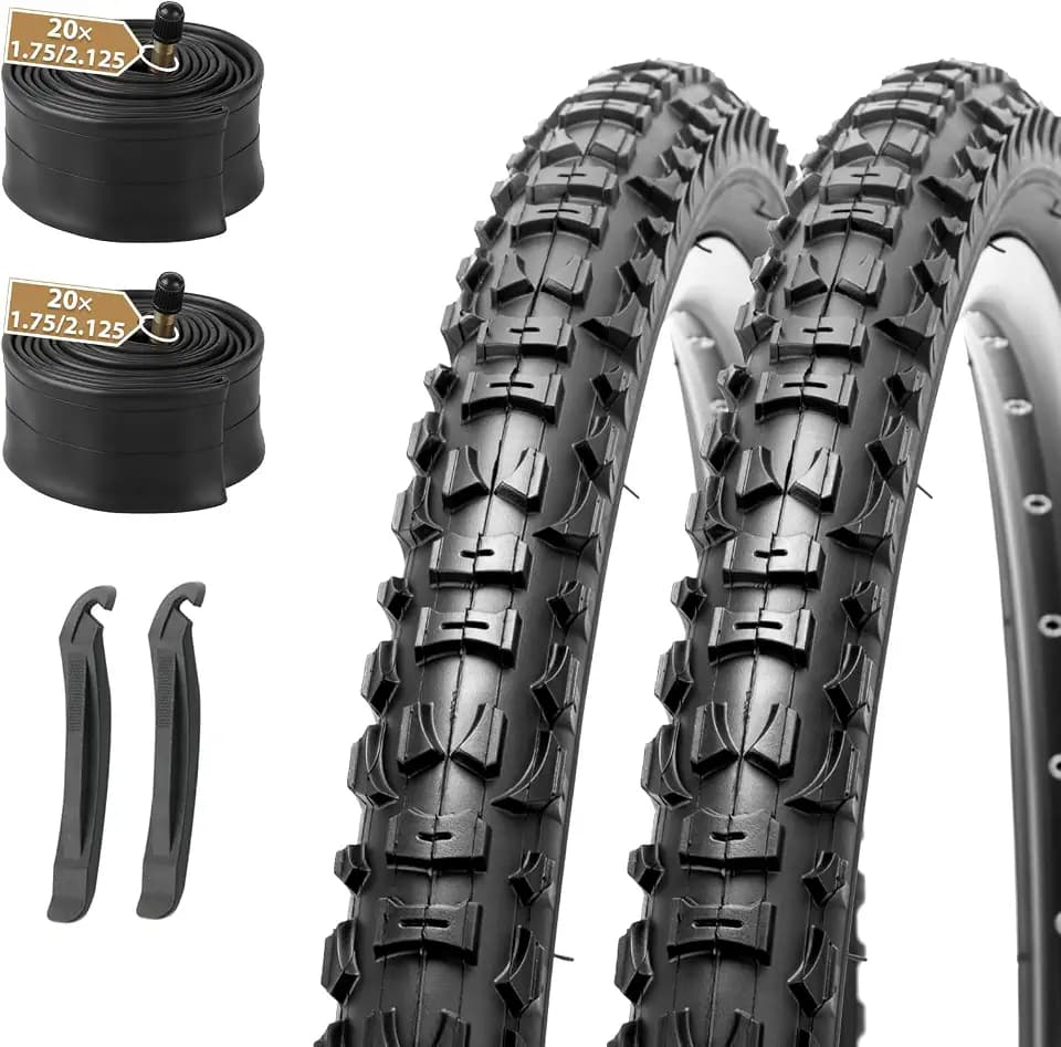 MOHEGIA 20/24/26x1.95 Mountain Bike Tires Set with Tubes & Levers, 2 Pack