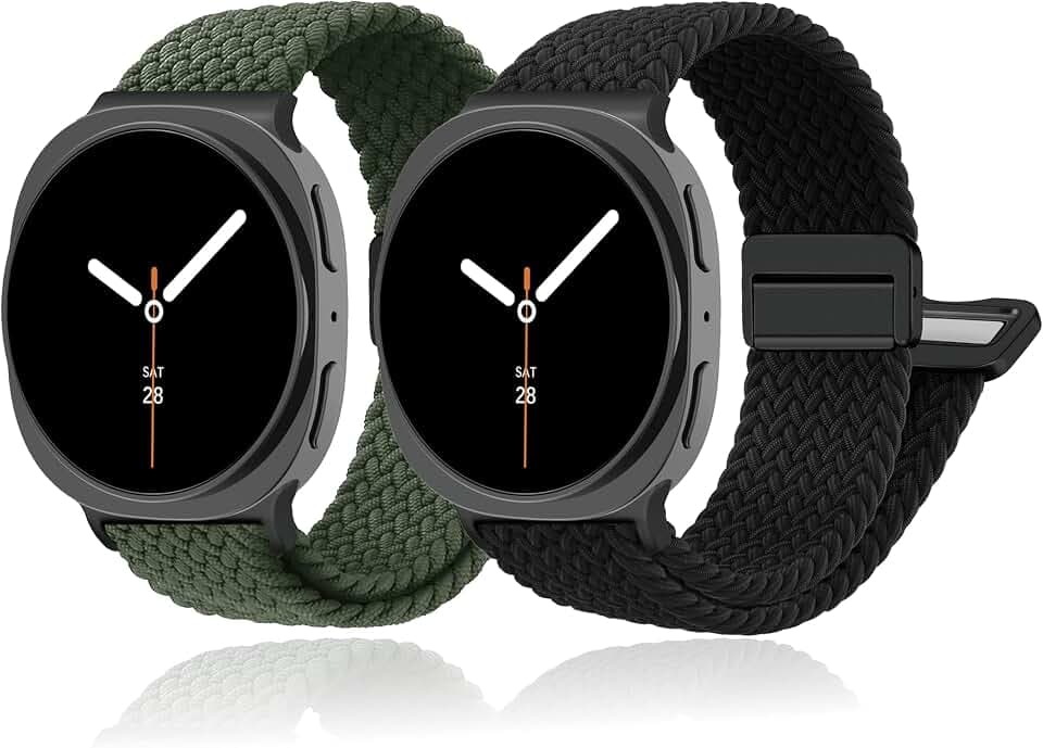 SOLOLUP 2*Geflochtenes Magnet Armbänder für Samsung Galaxy Watch 9 8/8 Classic Armband 40mm 44mm 46mm Herren Damen,Elastisches Nylon Stoff Band Magnetic Sport Strap für Samsung Watch 9 8/8 Classic