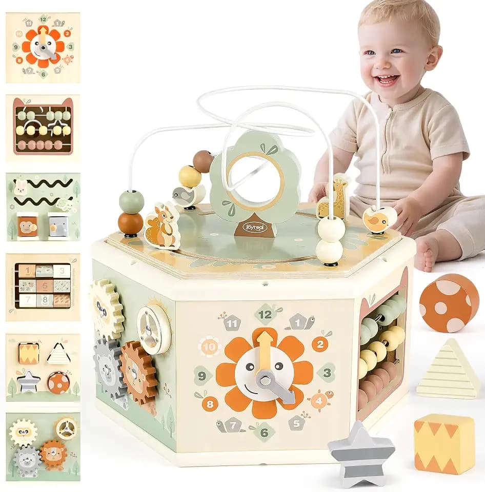 Wooden Activity Cube - 11-in-1 Montessori Toys for 1+ Year Old Boys & Girls