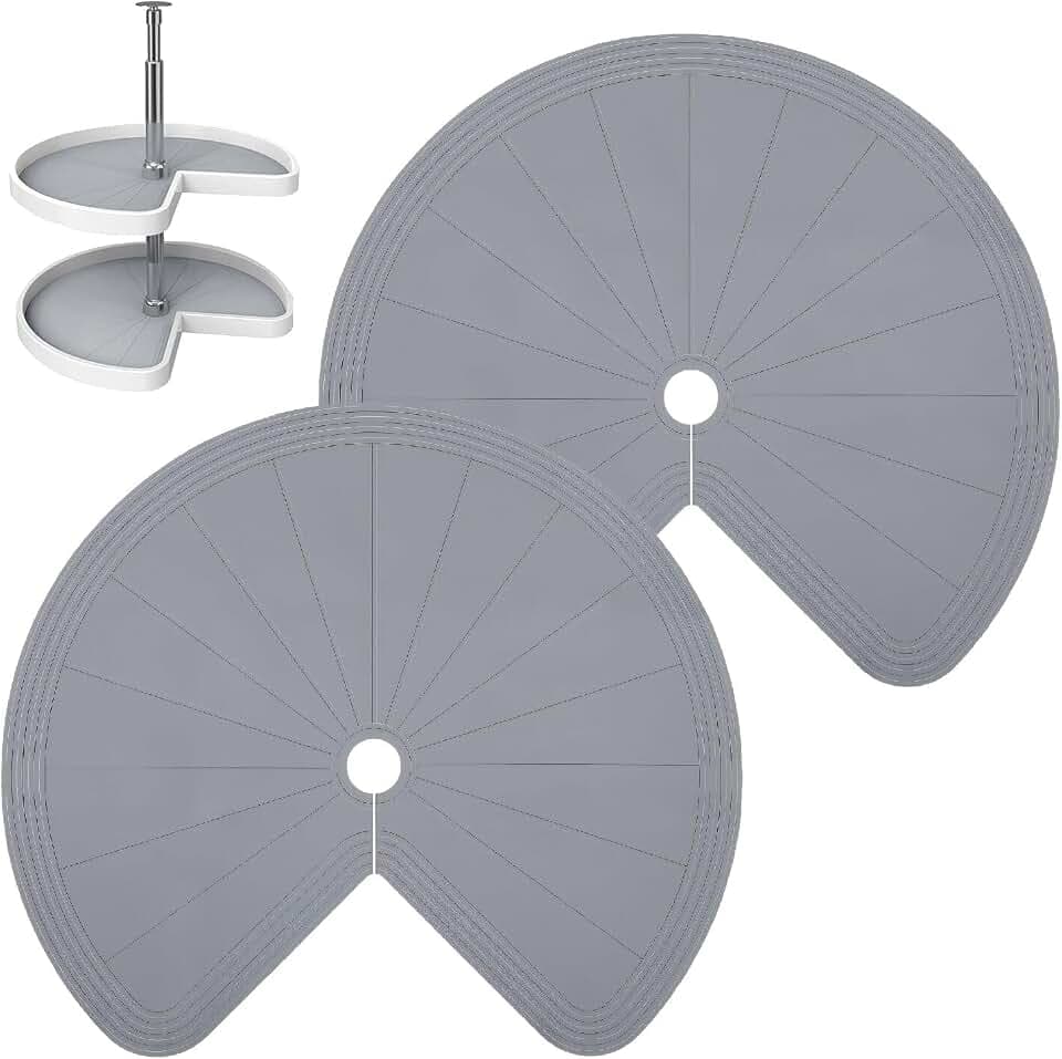 2 PCS 26" Lazy Susan Shelf Liner, Jaxbo Silicone Lazy Susan Liner for Dual Tier Pie Cut Organizer,Non-Slip Thermal Protection Mat