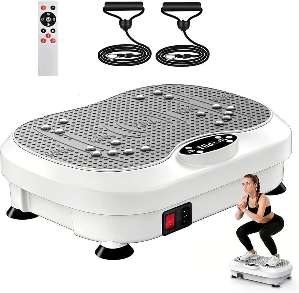 Vibration Plate Exercise Machine for Lymphatic Drainage with 200 Levels, Whole Body Fitness Workout Equipment Stand Shake Board Sport Gym for Weight Loss Fat Burner for Women Men