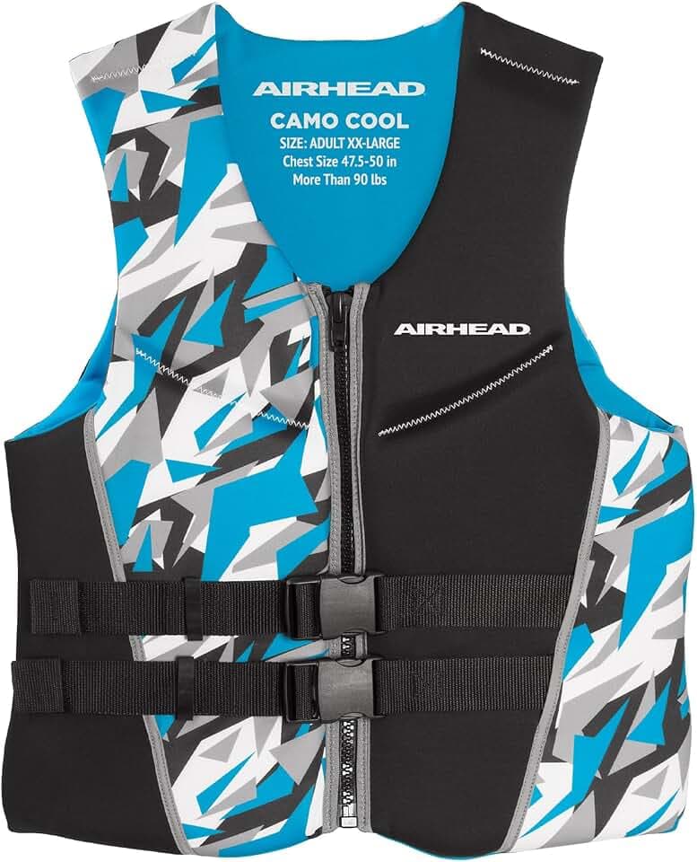 Airhead CAMO Cool Kwik-Dry Neolite Flex Life Jacket for Adults - USCG Approved Life Vest for Women & Men, Lightweight Flexible Watersports Vest for Boating, Wakeboarding, Kayaking & Jet Skiing