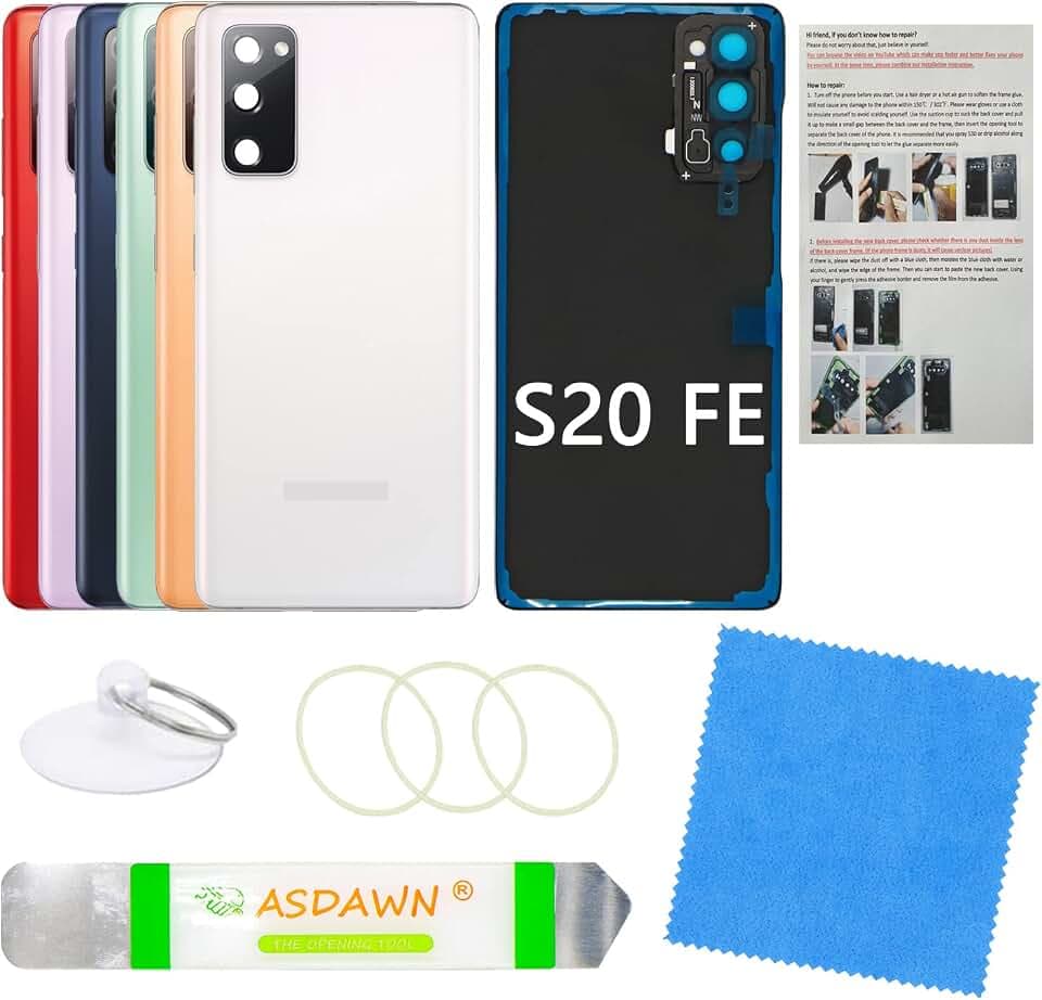 for Galaxy S20 FE SM-G780 SM-G781 All Carriers Rear Back Glass Cover Replacement (Cloud White)