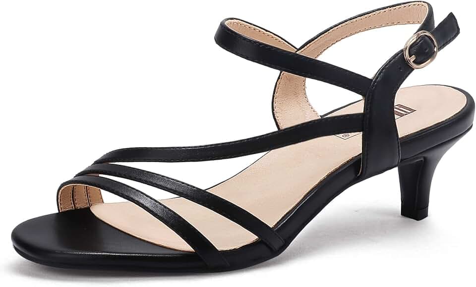 IDIFU Women's Dressy Strappy 2 Inch Low Kitten Heels Open Toe Heel Sandals