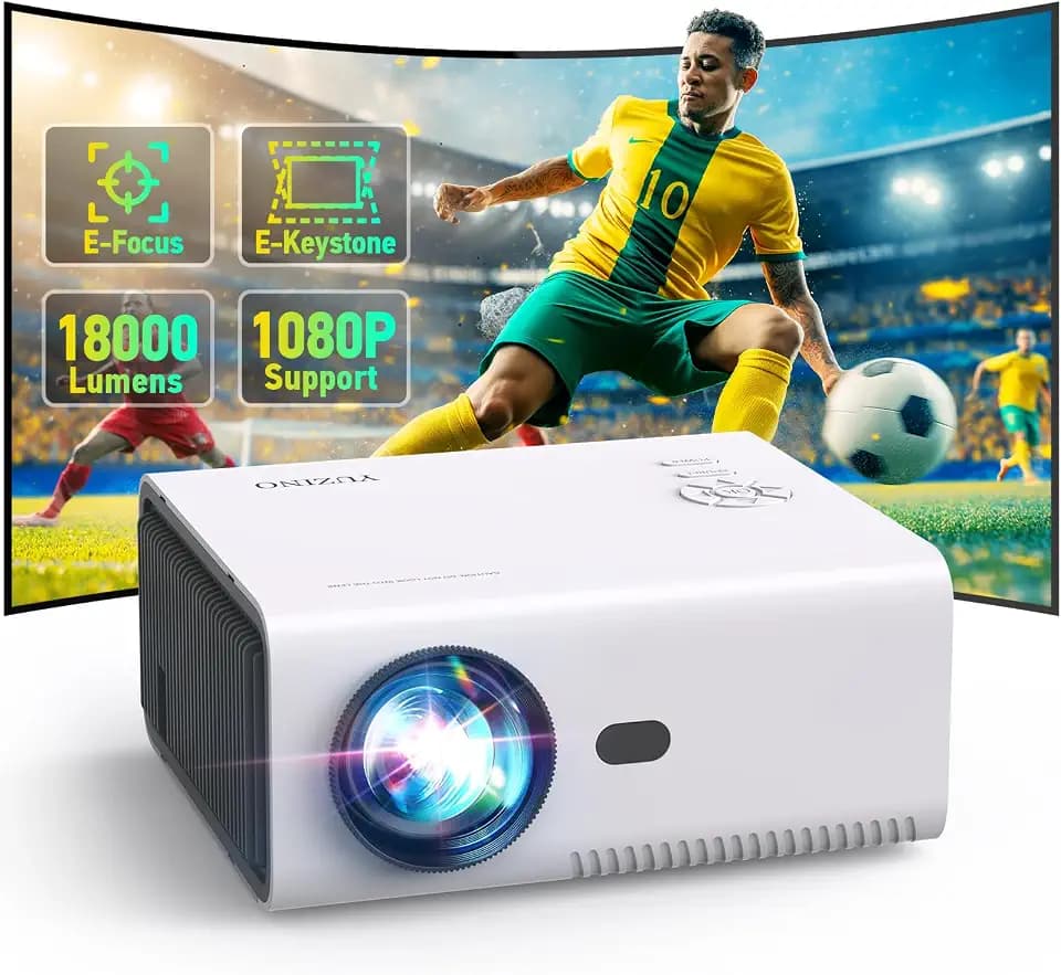 Mini Beamer 4K [Elektrischer Fokus] YUZINO 18000L Full HD 1080P WiFi Bluetooth Projektor mit Zoom, Heimkino/Outdoor Video Beamer für TV Stick/Laptop/Handy/Tablet/Spielkonsole HDMI USB
