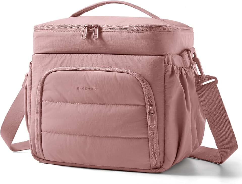 BAGSMART Puffy Insulated Lunch Bag, Lightweight Large 14L Double Deck