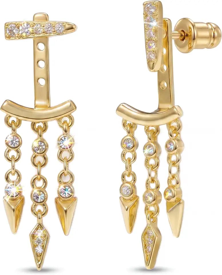 MUMREUES 14K Gold Earrings for Women Trendy Illusion Stud Dangle Earrings