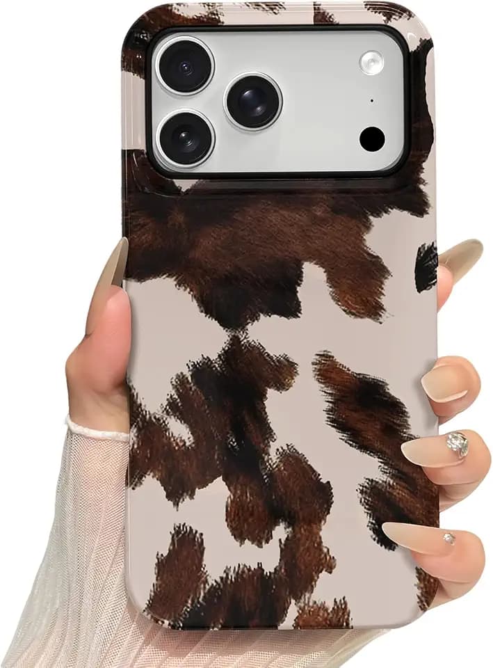 Skyseaco for iPhone 17 Pro Max Case, Treny Cow Print Phone Case Hybrid 2-Layer Hard Shell,Shockproof Soft for Girl Women Boy Men
