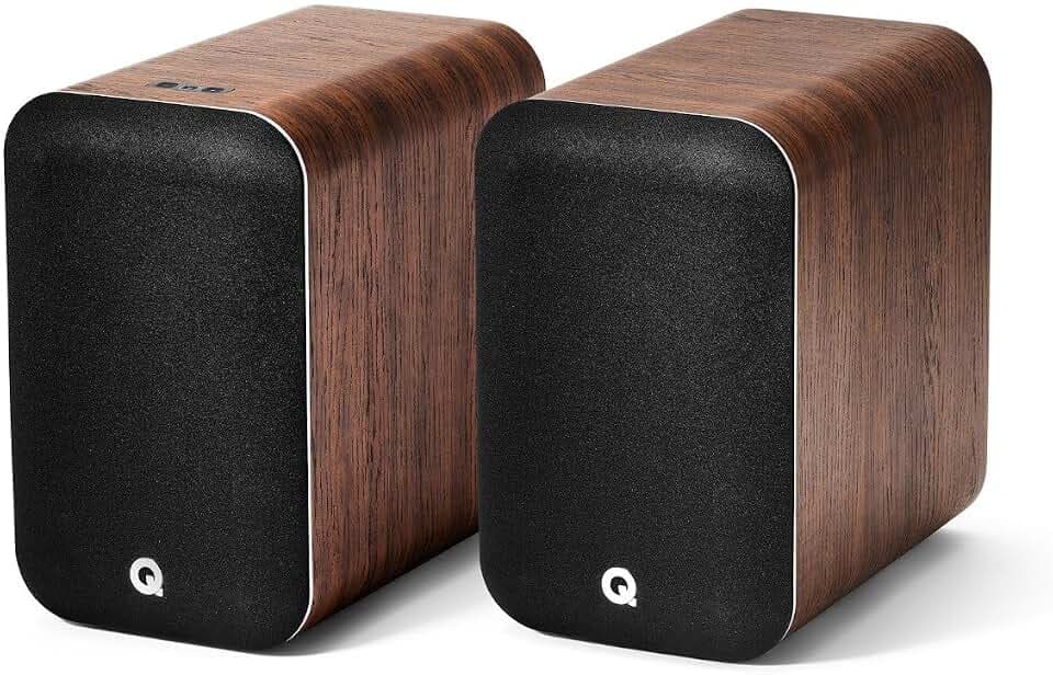 Q Acoustics M20 HD Lautsprecher, kabelloses Musiksystem, Bücherregal-Lautsprecher im Paar, Walnuss