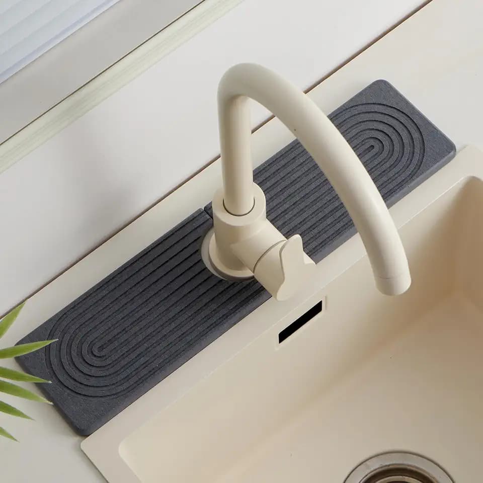 Stone Faucet Mat for Kitchen Sink, Faucet Mat Fast Drying Diatomite
