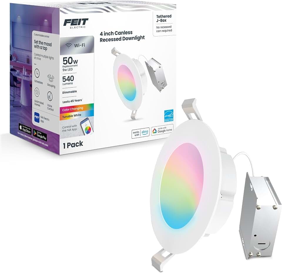 Feit Electric 4in Smart WiFi Recessed Downlight, 50W Eq, 540 Lumens