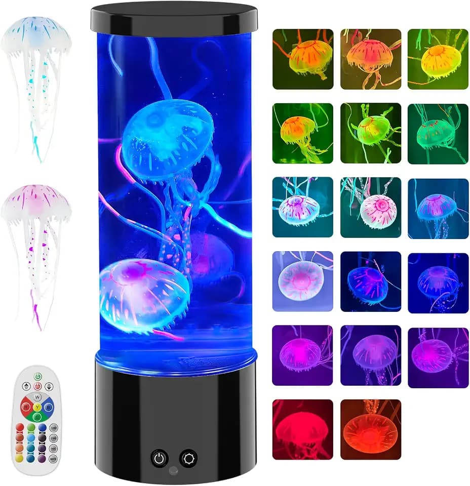 Quallen Lampe, Quallenlampe LED Quallen Lampe mit 17 Farben 4 Lichtmodi, Jellyfish Lamp Aquarium für Kinder Erwachsene, Quallenlampen Stimmungslicht für Entspannung Wohndekoration-Schwarz