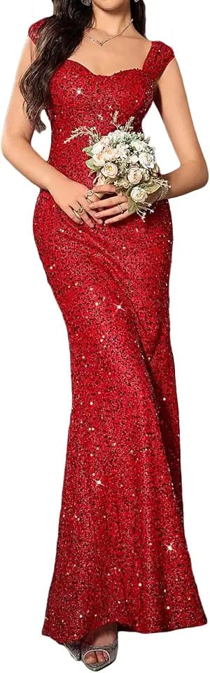 Madam Uniq Formal Dress Sequin Fishtail Sleeveless 1920s Gatsby Cocktail Prom Elegant Maxi Evening Gowns for Women