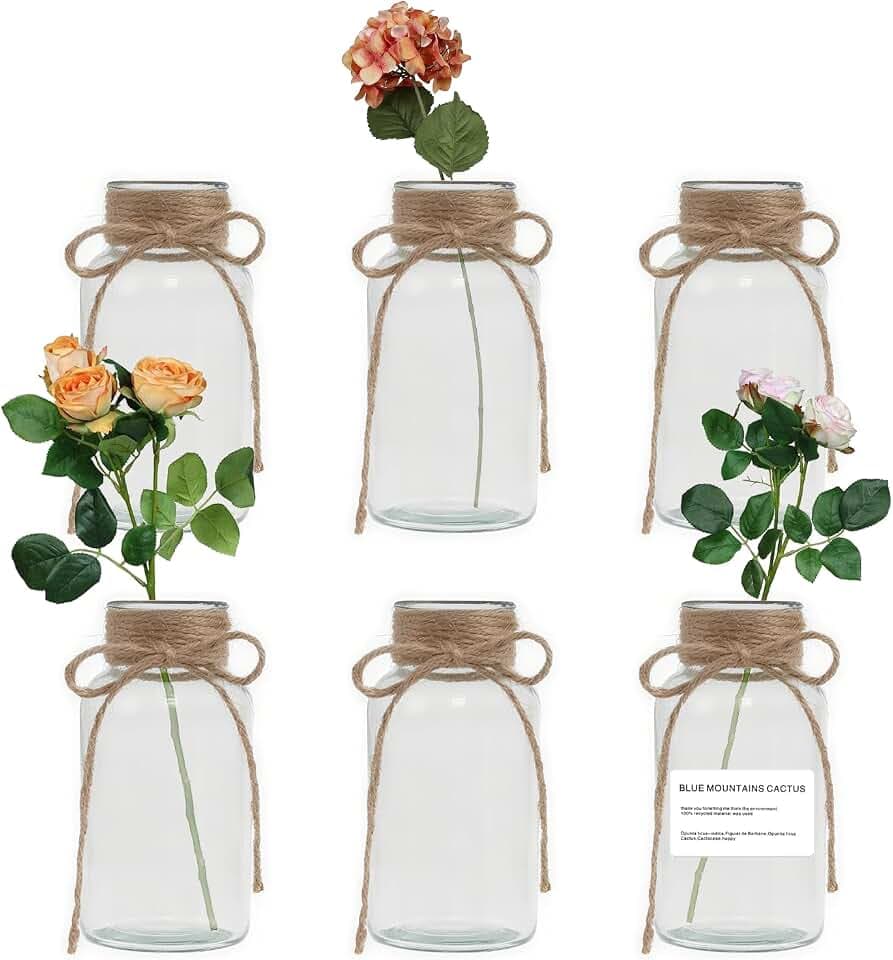 Glasvasen, 6 Stück, 500 ml, Vintage-Glasvasen für Blumen