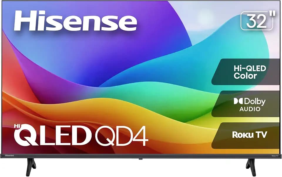 Hisense 32-Inch Class QD4SR Series Hi-QLED HD Smart Roku TV (32QD4HSR, 2026 Model) – Hi-QLED Color, Dolby Audio, Compatible with Alexa, Full Array LED, Slim Bezel Design