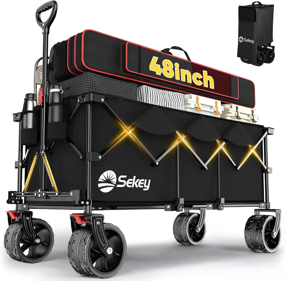 Sekey 300L Extended Collapsible Wagon, 660 lb Capacity, 48 in Long