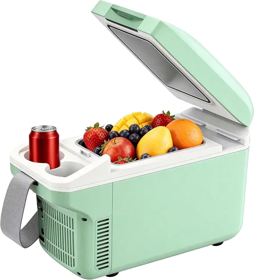 Iceblue Small Electric Cooler, 8 Liter /11 Cans Car Refrigerator (Green)