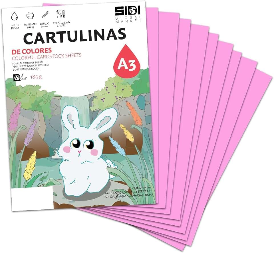 Karton A3 Rosa 185 g Kartonpapier für Bastelarbeiten, Scrapbooking, Inkjet- und Laserdrucker, Schule und Unterricht – SIDI (rosa, 25h)