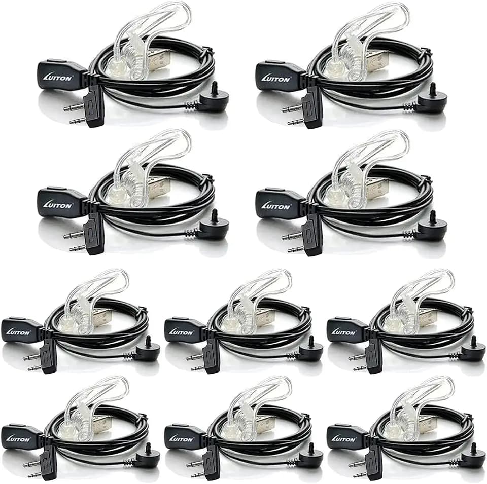 Midland Earpieces with Mic - Security Headsets for Two Way Radios - Compatible with Midland GXT1000VP4, LXT600VP3, GXT1050VP4, GXT1000XB, LXT500VP3 etc (10 Pack)