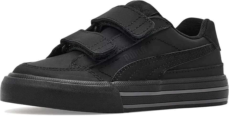 PUMA Unisex-Child Court Classic Vulc Hook and Loop Shoes, Black-Cool Dark Gray AH25, Little Kid 2.5