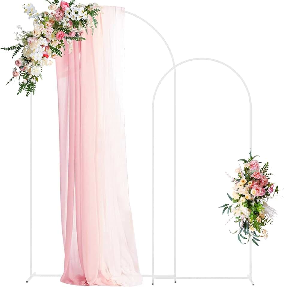 Wokceer Wedding Arch Backdrop Stand 7.2FT,6FT White Metal Arch Stand Set