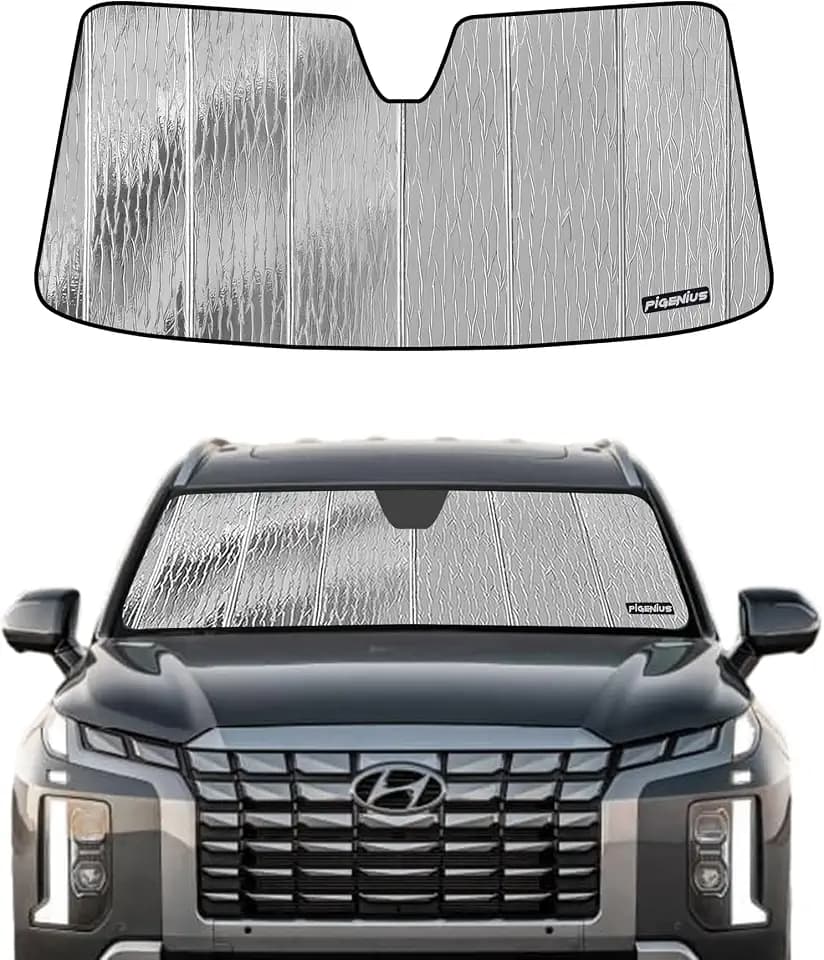 Pigenius Windshield Sun Shade for Hyundai Palisade 2020-2026, Reversible Silver/Black