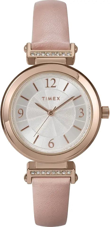 Timex Women's Main Street 31mm Watch - Pink Strap Silver Dial Rose Gold-Tone Case