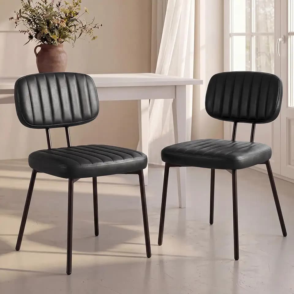 OLIXIS Dining Chairs Set of 2, Mid Century Modern Kitchen Chairs, Black