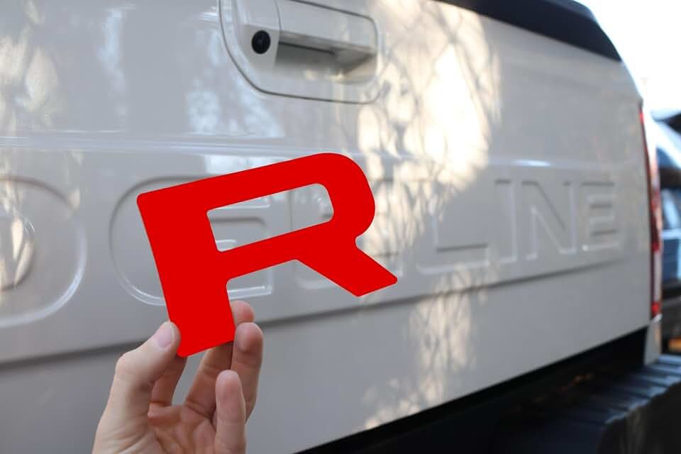 Rear Tailgate Letters Compatible with 2024 2025 Ridgeline 1/16" ABS Plastic with Adhesive- Red