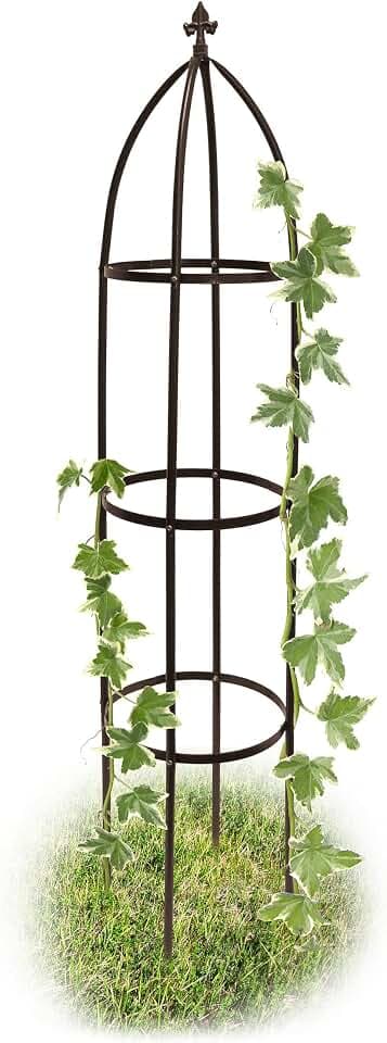 Relaxdays Rankhilfe Obelisk Metall 190 cm, braun