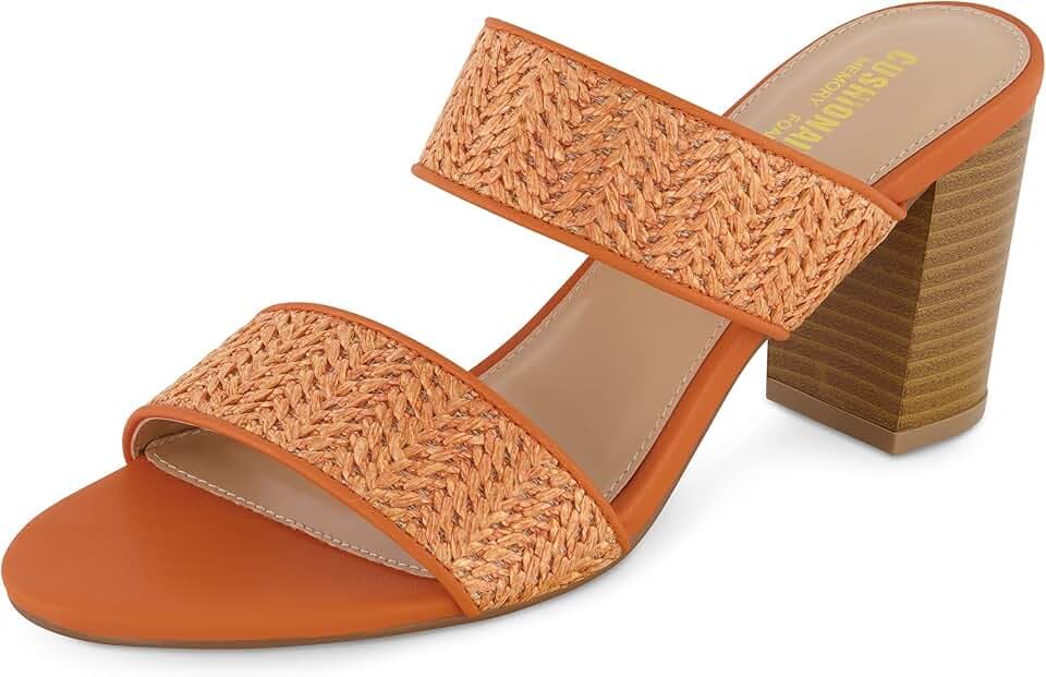 CUSHIONAIRE Women's Tosh two band heel sandal +Memory Foam and Wide Widths Available