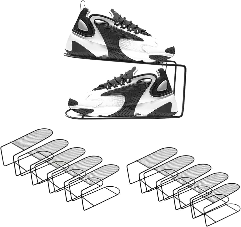 Schuhstapler Platzsparend Schuhorganizer Schuhregal Für Schränke Schuhaufbewahrung Platzsparend Schuh Organizer Für Schrank Shoes Organizer Eisen Schuhsortierer (10Stück, Schwarz)