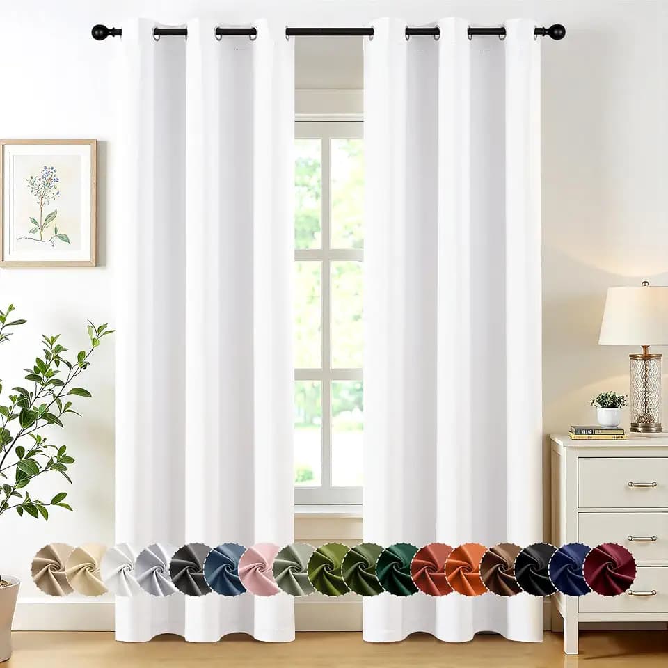 MIULEE Blackout Curtains for Bedroom 2 Panels 40 x 72 Inch Long Pure White