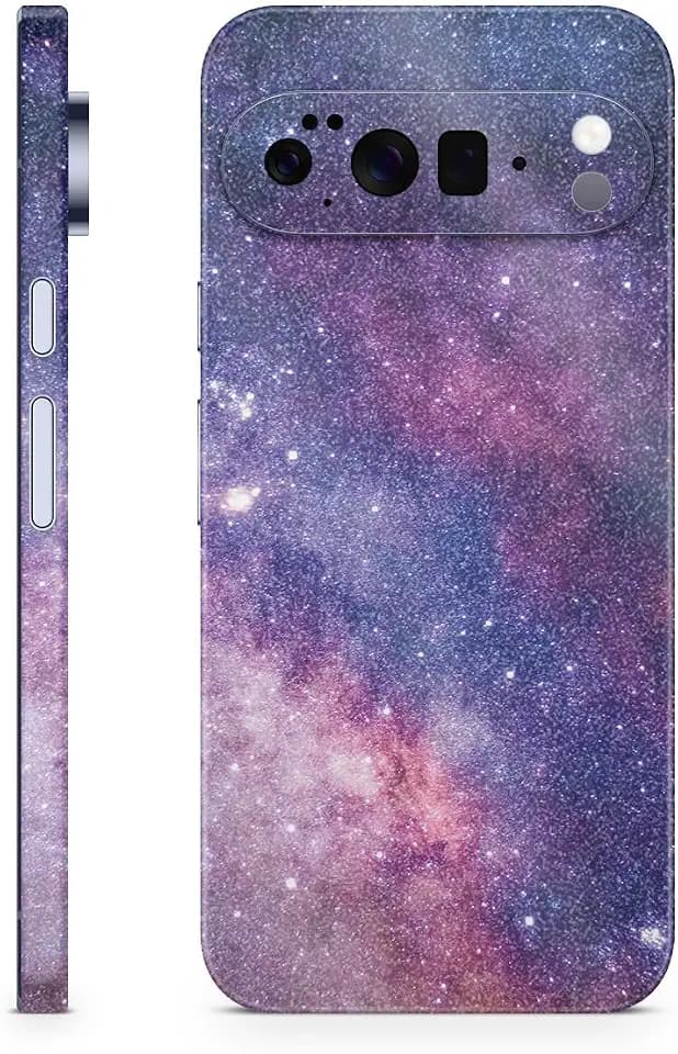 Glossy Glitter Phone Skin Compatible with Google Pixel 10 Pro XL - Violet Stars - Premium 3M Vinyl Protective Wrap Decal Cover - Easy to Apply | Crafted in The USA by MightySkins