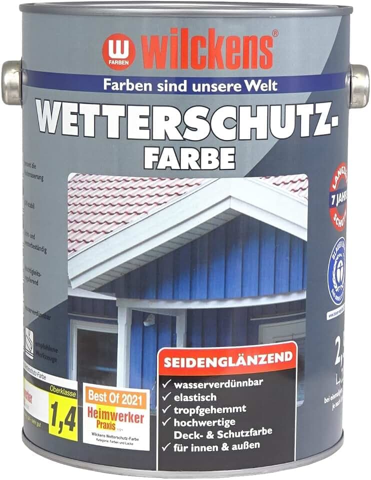 Wilckens Wetterschutzfarbe seidenglänzend, 2,5 l, RAL 7001 Silbergrau