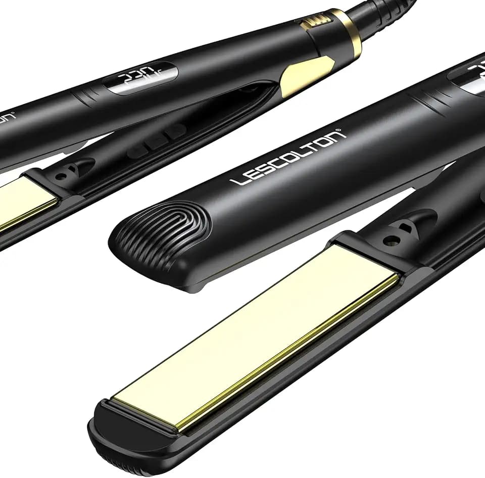 Haarglätter Curling Eisen Keramik Titan für alle Haartypen, Breites Flacheisen Schnelles Glätten 9 Einstellbare 80°C-230° Wärmeeinstellungen, Intelligenter Abschaltschutz