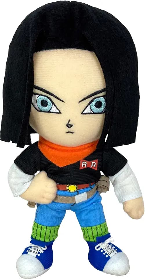 GE Animation GE-52718 Dragon Ball Z 8" Android #17 Black Hair Stuffed Plush