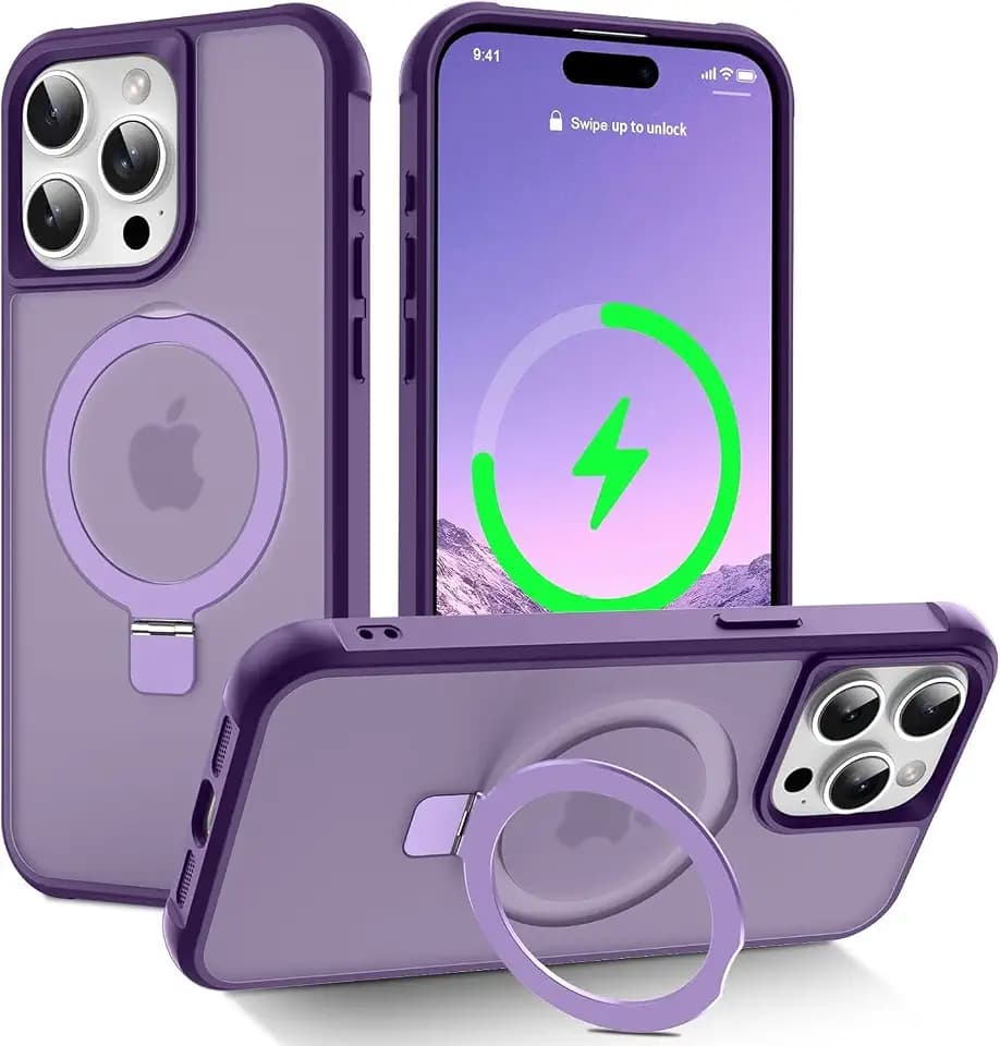 CHAOFEnG Compatible with iPhone 15 Pro Max Case with Stand, Purple