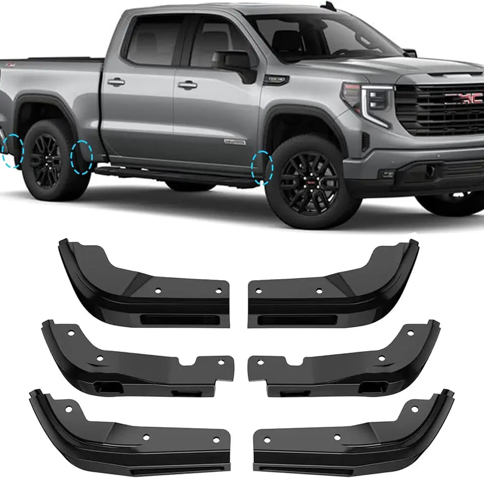 Mud Flap Delete Compatible with GMC Sierra 1500 2019-2025 2026, Front & Rear Mud Flap