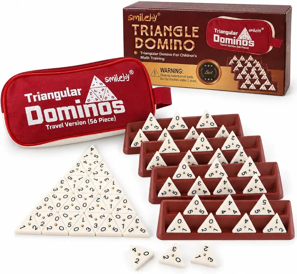 Smilejoy Triangle Domino Game,with Brass Spinners in Travel Canvas Bags