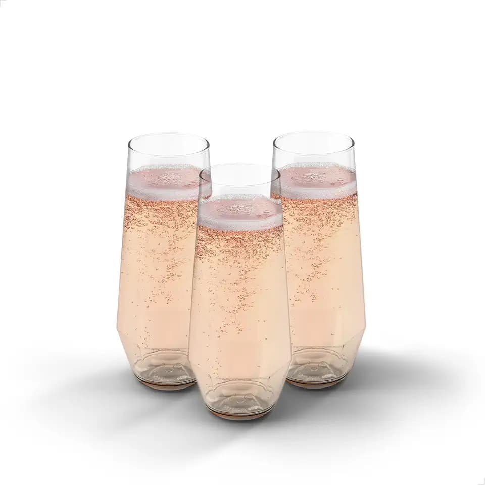 TOSSWARE POP 9 oz. Diamond Plastic Champagne Flute Set - Clear Plastic Champagne Glasses for Parties - Shatterproof & BPA-Free - Premium Quality, Disposable & Recyclable - Set of 12