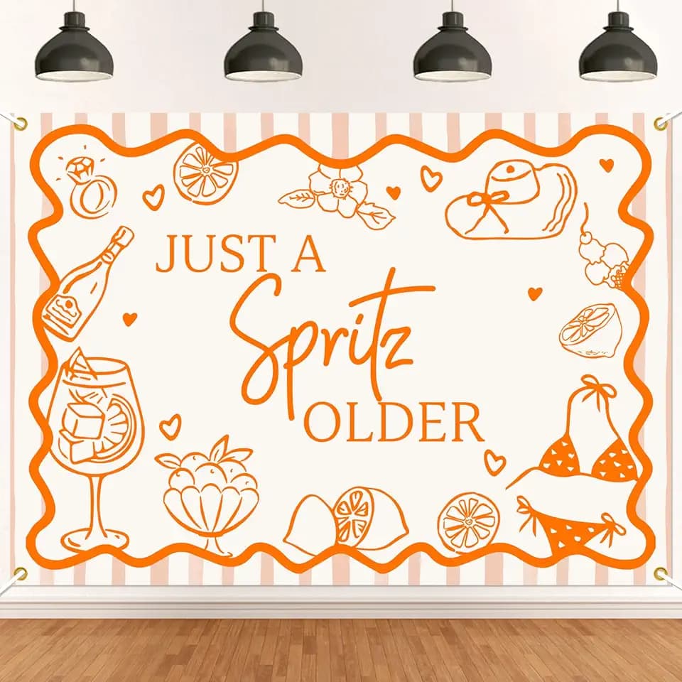 Just a Spritz Older Backdrop - Lemon Spritz Aperol Cocktail Photo Props Decor for Italian Birthday, Aperol Spritz Bar Bridal Shower Bachelorette Party Birthday Party Background Supplies 7x5ft