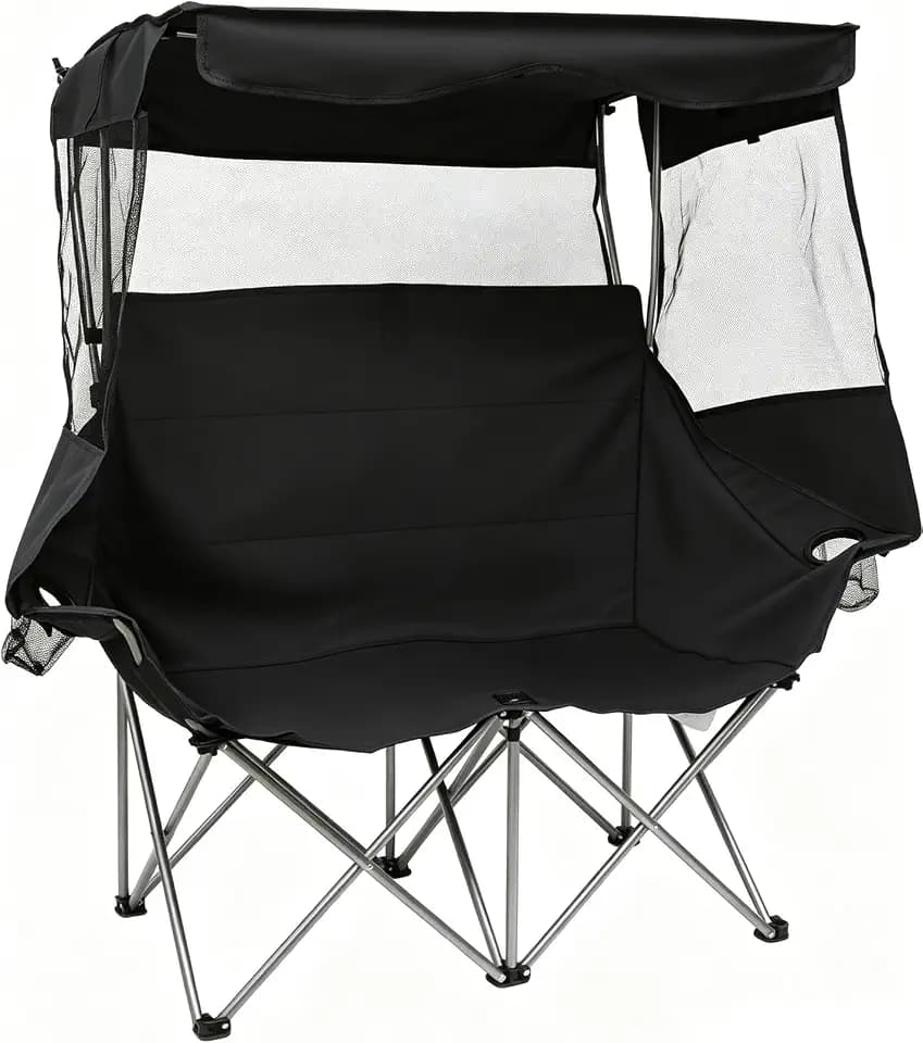 East Oak Double Chair with Canopy 500 lbs Heavy Duty, Blue