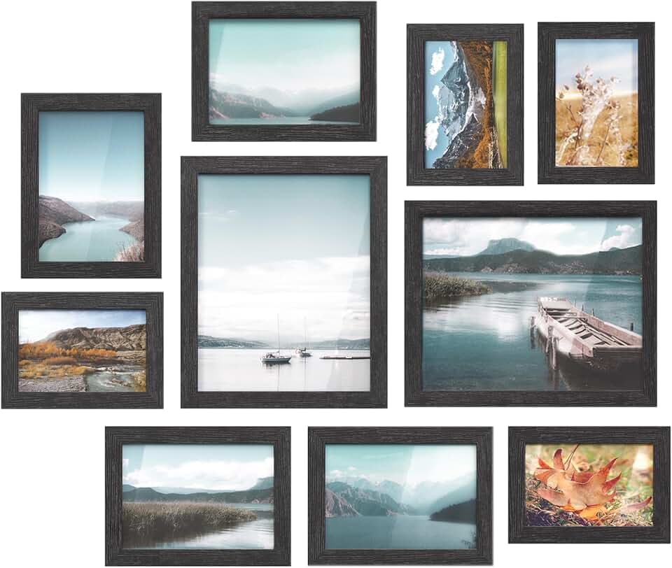 SONGMICS Collage Picture Frames, Set of 10, Glass, Paper