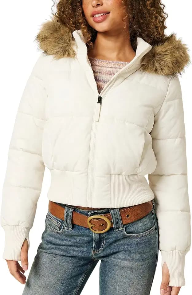 Wyeysyt Women Cropped Puffer Jacket Quilted Winter Jacket