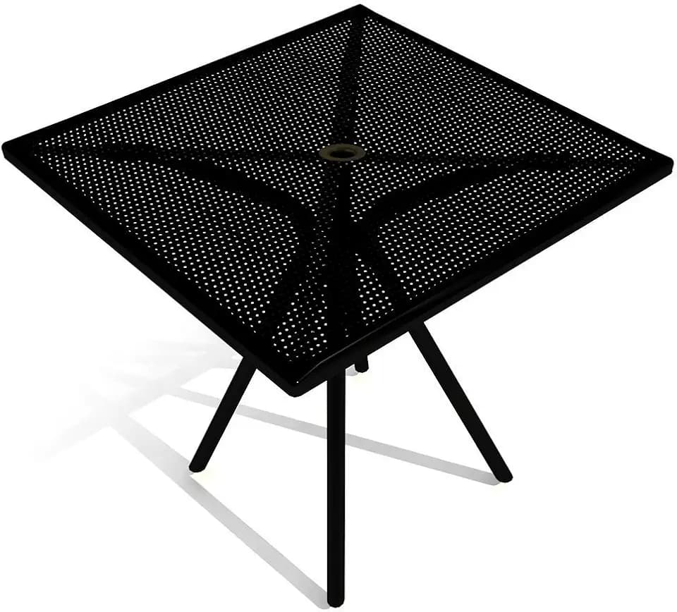 AB3030 Outdoor Tables, Fine Mesh Square Top, Umbrella Hole, Powder Coat, 30" x 30" x 29", Black