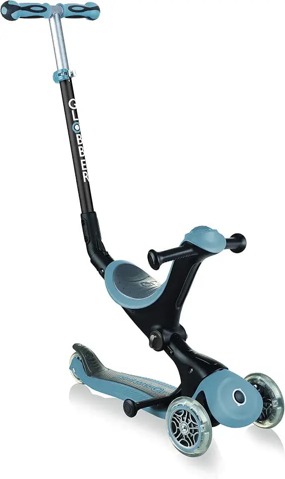 Globber - GO•UP Deluxe – Skalierbarer Tretroller, 3 Räder mit Sitz, für Kinder von 15 Monaten bis 6 Jahren – Blau