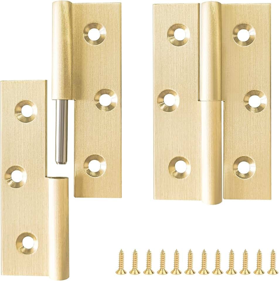 Hebescharnier, 2 Stück, massives Messing, rechts abnehmbares Scharnier, für Fenster, Tür, Tor (Rechtshänder)