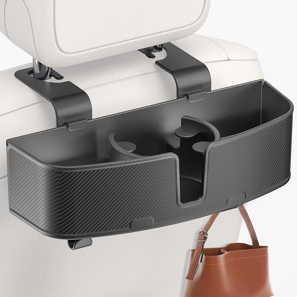 MAGJIEYX Auto Rücksitz Organizer, Multifunktionale Kopfstütze Becherhalter mit starken Haken für Kinder, Passagiere auf der Rücksitzbank, Reise Zubehör